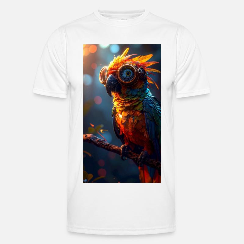 Bunter Papagei mit Steampunk Brille Männer Funktions-T-Shirt