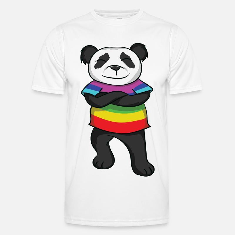 Panda Rainbow Pride  with Attitude - Männer Funktions-T-Shirt - Weiß