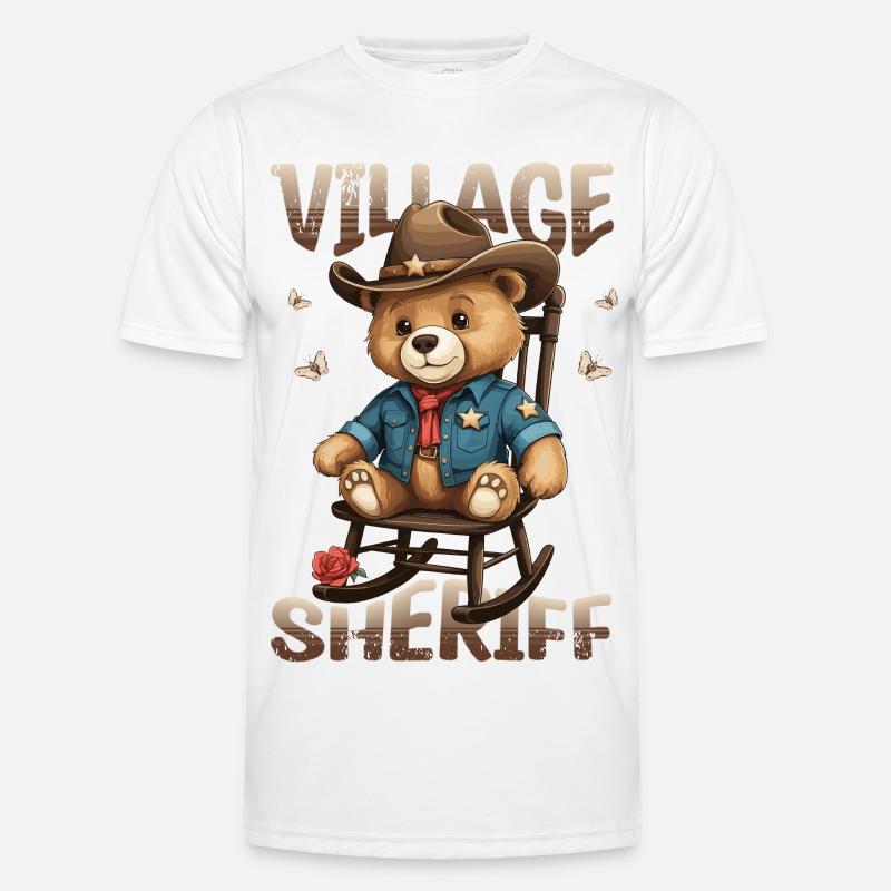 Bär der Dorf Sheriff - Männer Funktions-T-Shirt - Weiß