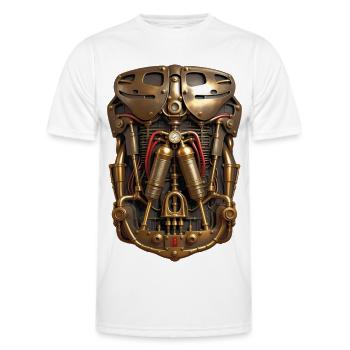 CYBORG-RÜSTUNG – Steam Punk'n'Roll - Männer Funktions-T-Shirt - Weiß - Vorne - AI Model Male 178 dark (178cm)