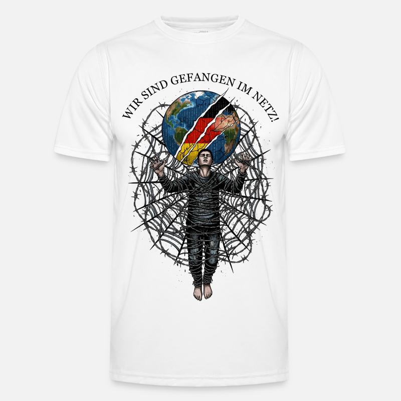 World in a crack with cobweb and man Men's Functional T-Shirt