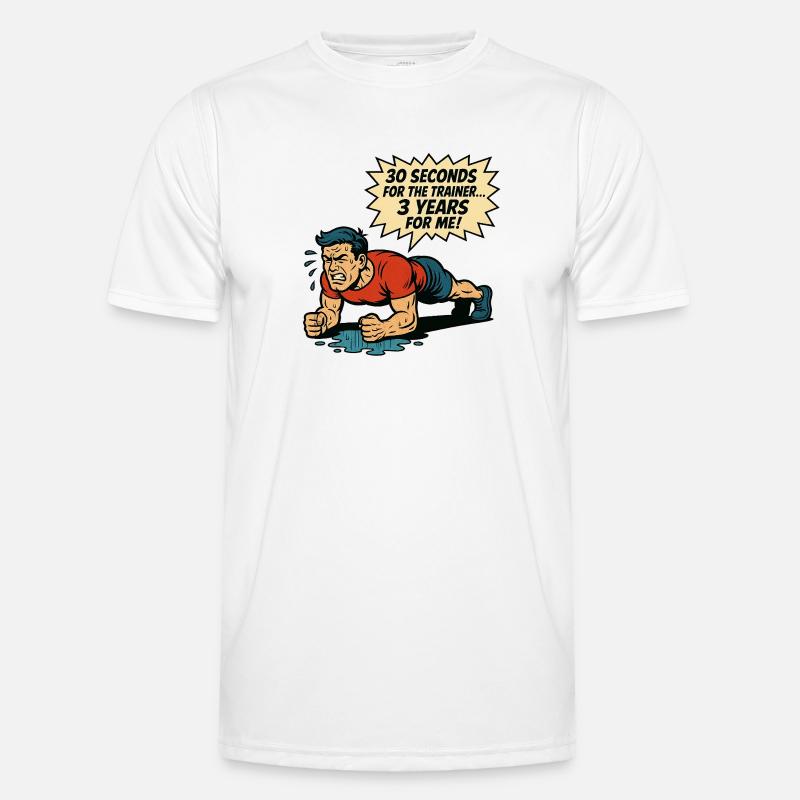 Funny Retro Gym Comic – Plank Struggle Men's Functional T-Shirt