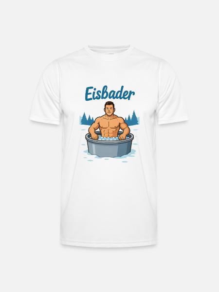 Eisbader Muskelmann im Eisbad - Men's Functional T-Shirt - white