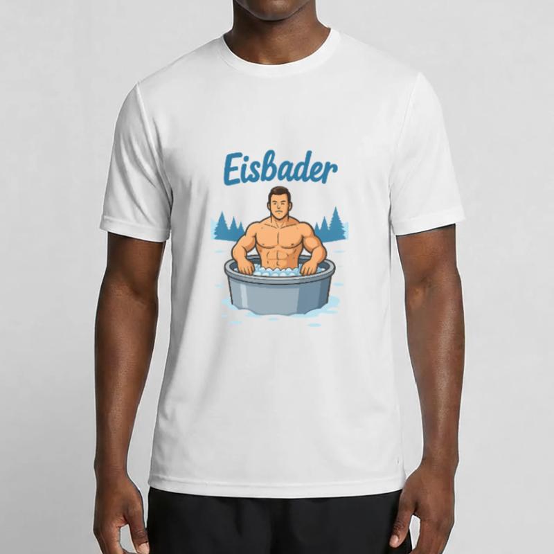 Eisbader Muskelmann im Eisbad Männer Funktions-T-Shirt