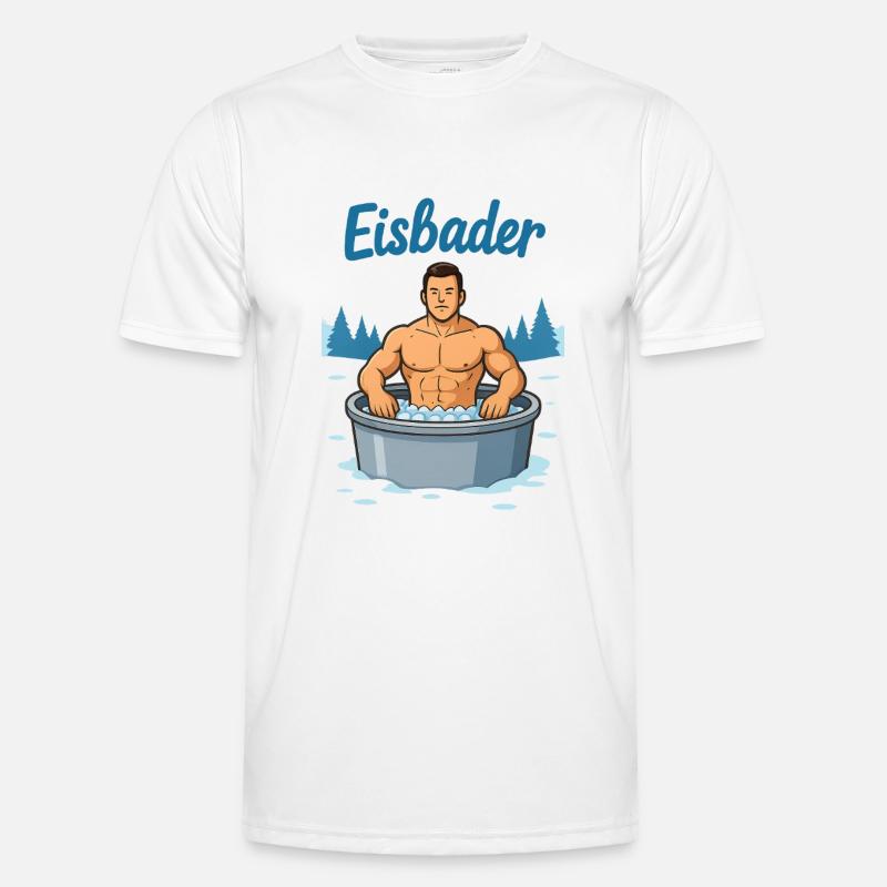 Eisbader Muskelmann im Eisbad - Men's Functional T-Shirt - white