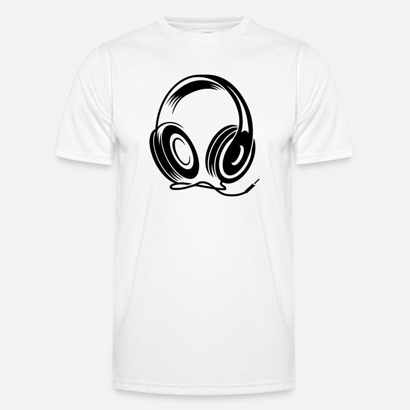 a headphone with cable - Men's Functional T-Shirt - white