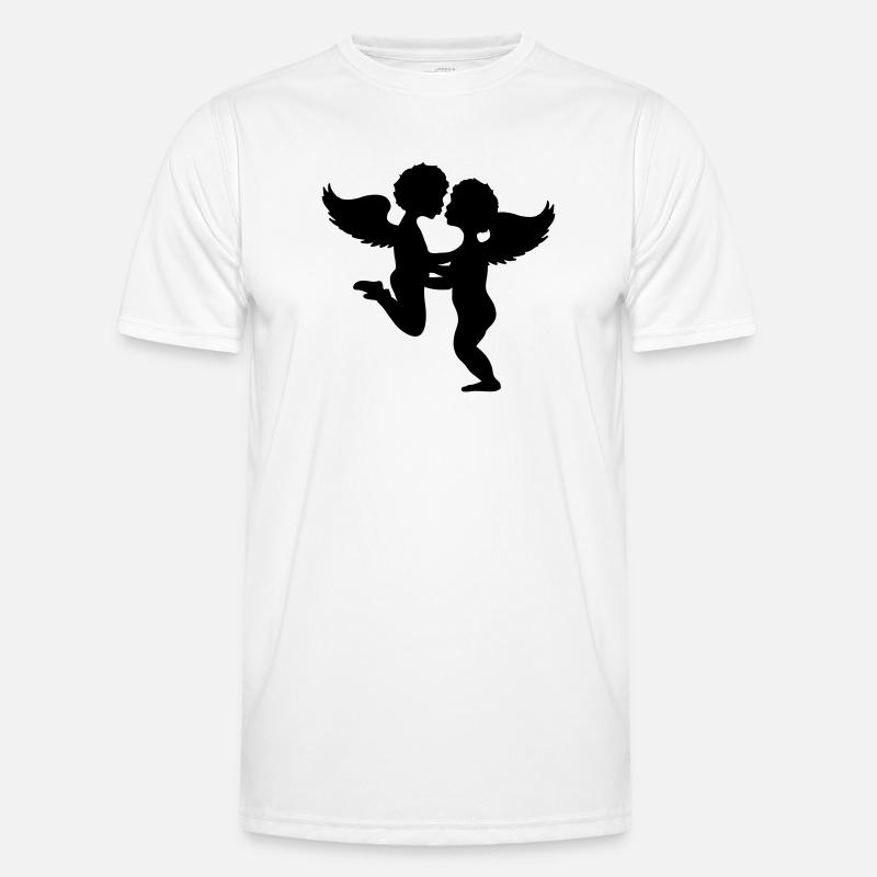 Zwei Engel küssen sich - Männer Funktions-T-Shirt - Weiß