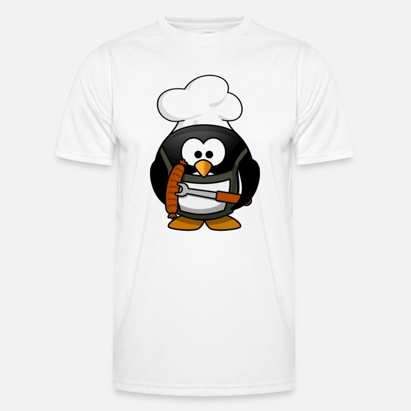 Kochpinguin mit Grillwurst Männer Funktions-T-Shirt