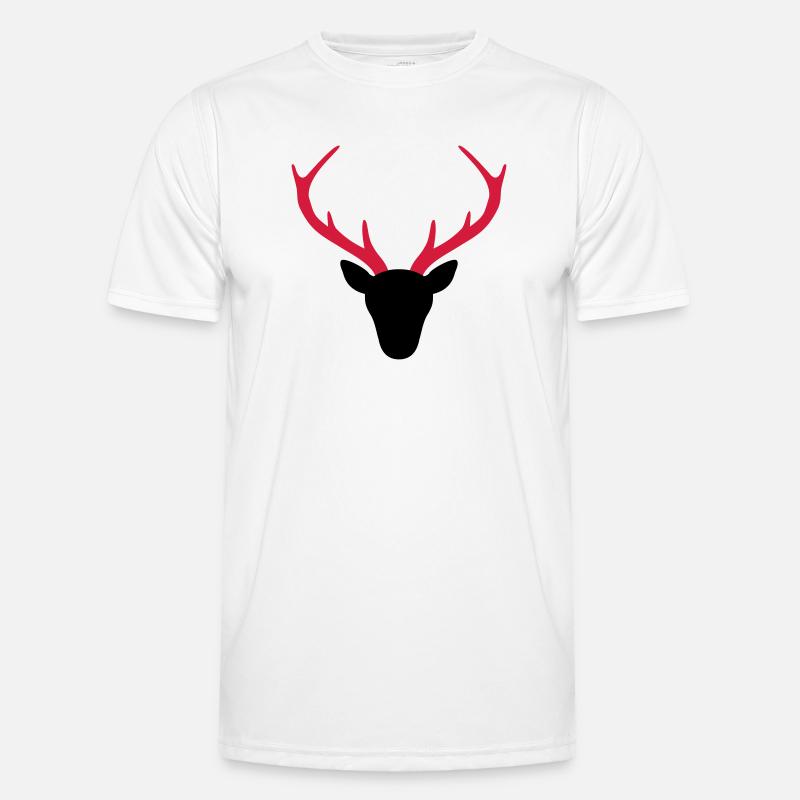 Hirsch Geweih Jäger Geschenk - Männer Funktions-T-Shirt - Weiß