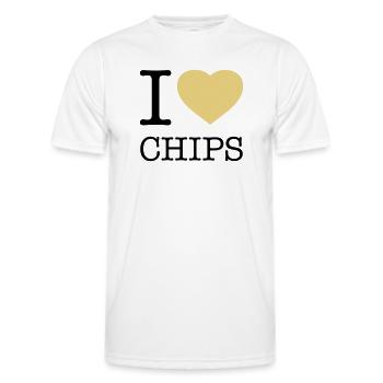 I LOVE CHIPS - T-shirt sport Homme - blanc - Devant - AI Model Male 178 dark (178cm)