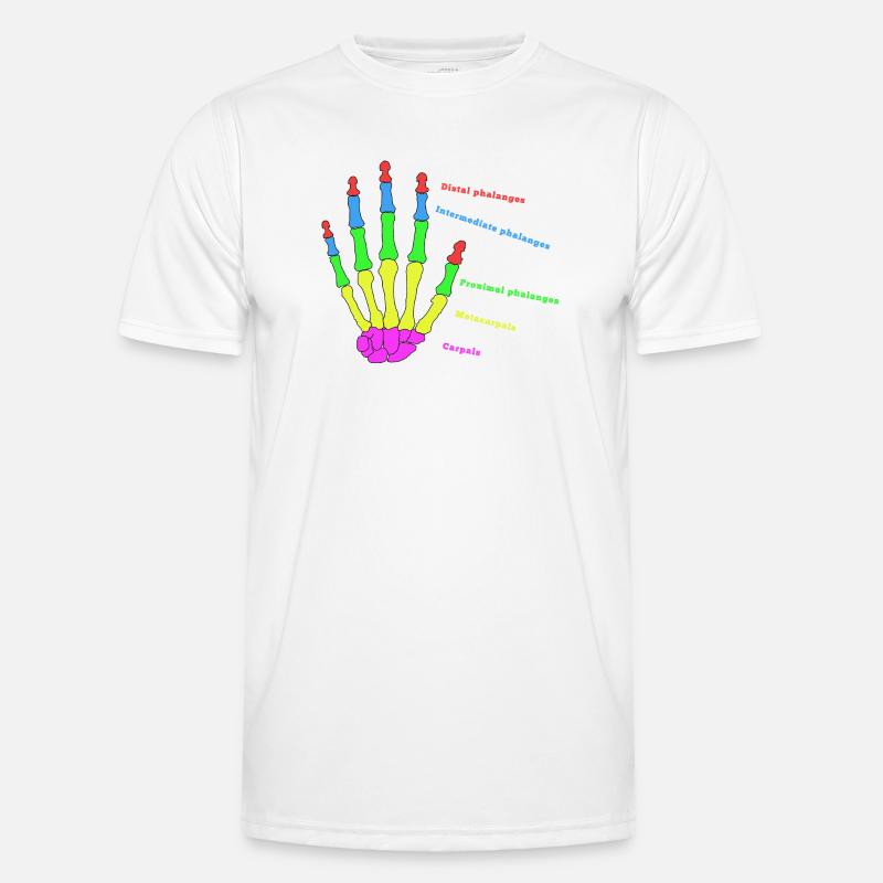 Hand Knochen Anatomie Mensch Evolution Physio Männer Funktions-T-Shirt