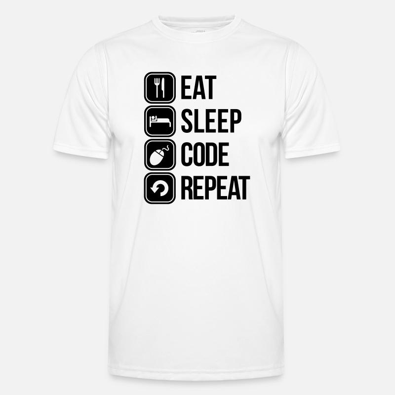 eat sleep code Männer Funktions-T-Shirt