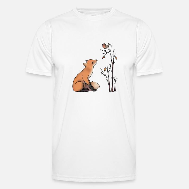 Fuchs und Rotkehlchen Männer Funktions-T-Shirt