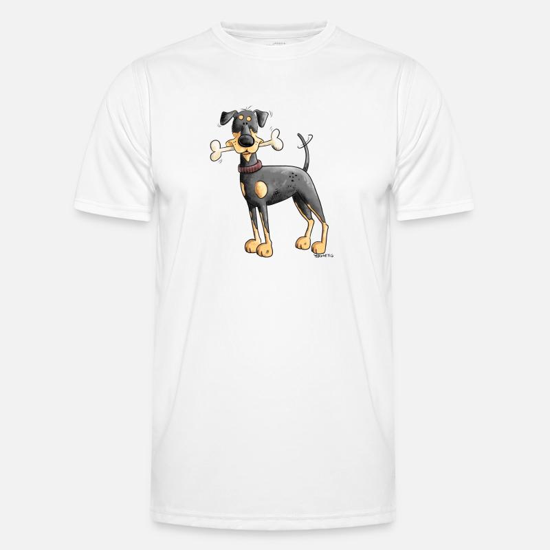 Dobermann Oder Pinscher mit Knochen - Männer Funktions-T-Shirt - Weiß