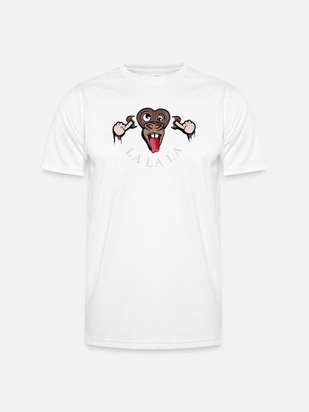 funny monkey lalala symbol illustration tongue - Men's Functional T-Shirt - white