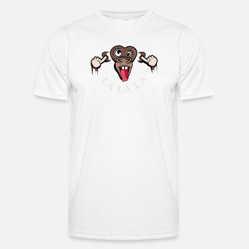 funny monkey lalala symbol illustration tongue - Men's Functional T-Shirt - white
