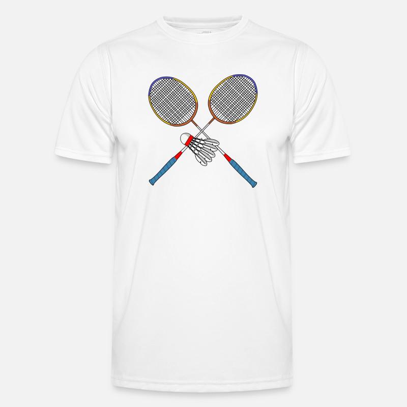 Badmintonschläger und Shuttle Männer Funktions-T-Shirt