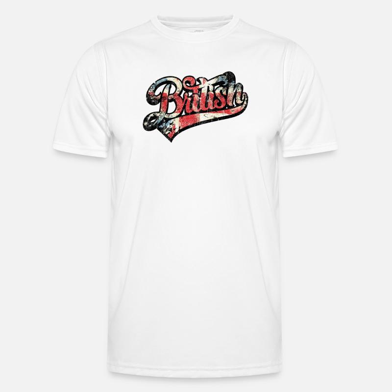 British Pride Distressed Script Tee - Men's Functional T-Shirt - white