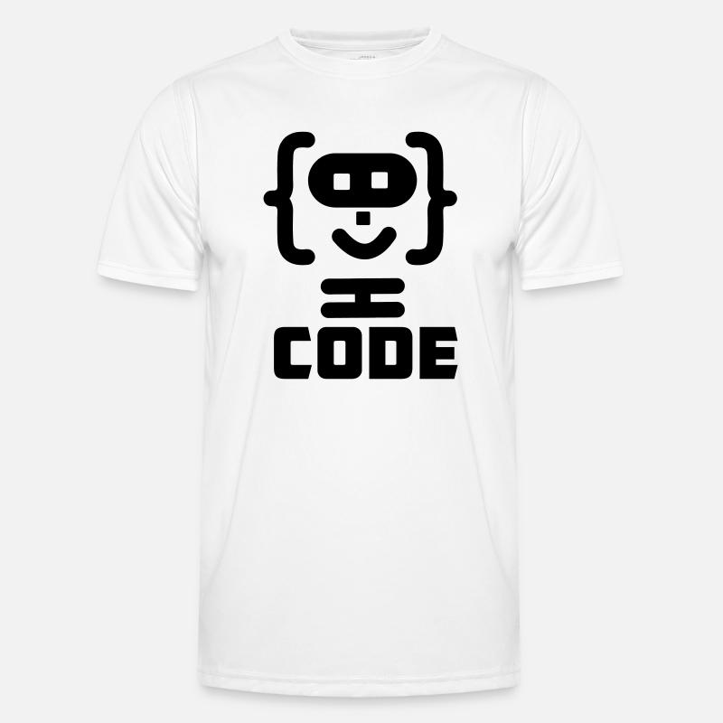 Hacker-Programmierer-Code-Logo mit Text CODE - Männer Funktions-T-Shirt - Weiß