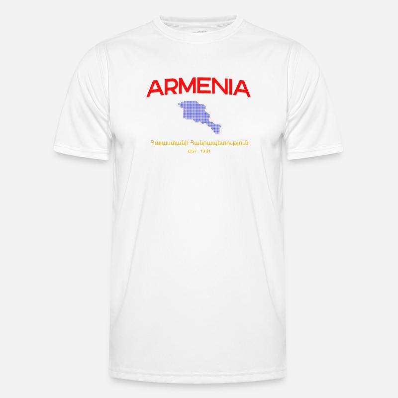 Armenia Map Script Emblem - Men's Functional T-Shirt - white