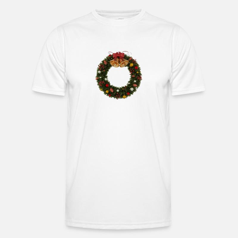 Weihnachtskranz mit Glocken und Schleife - Männer Funktions-T-Shirt - Weiß