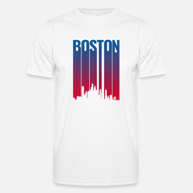 Boston Skyline Gradient Night Männer Funktions-T-Shirt