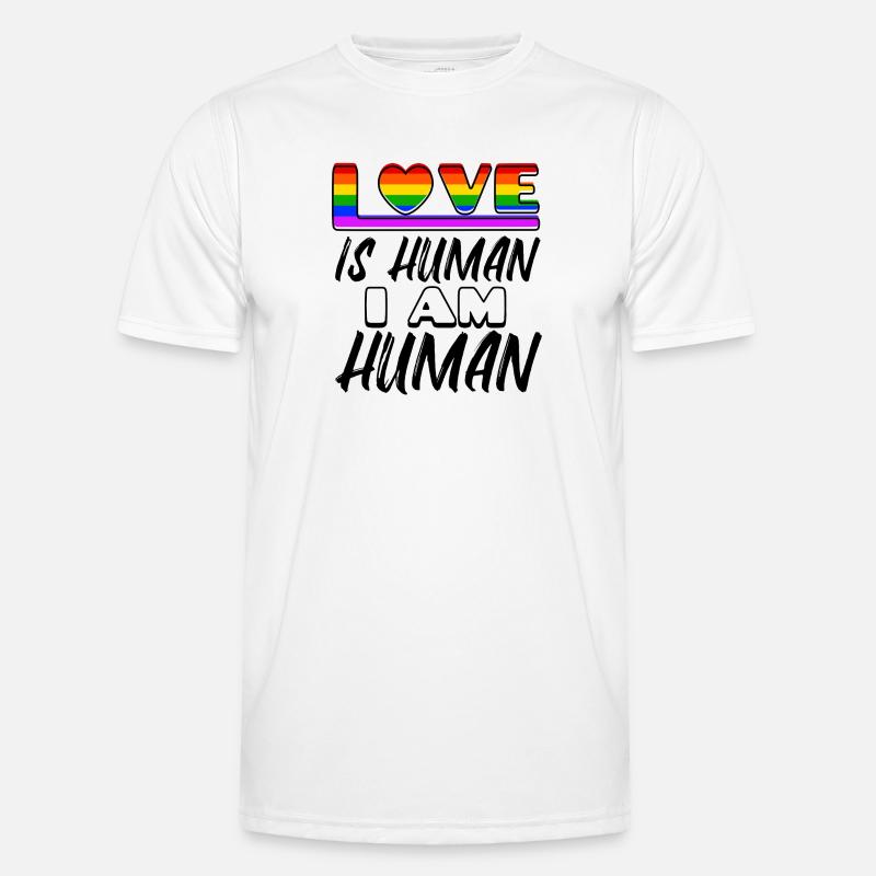Liebe Regenbogen Menschenrechte Statement Lesben - Männer Funktions-T-Shirt - Weiß