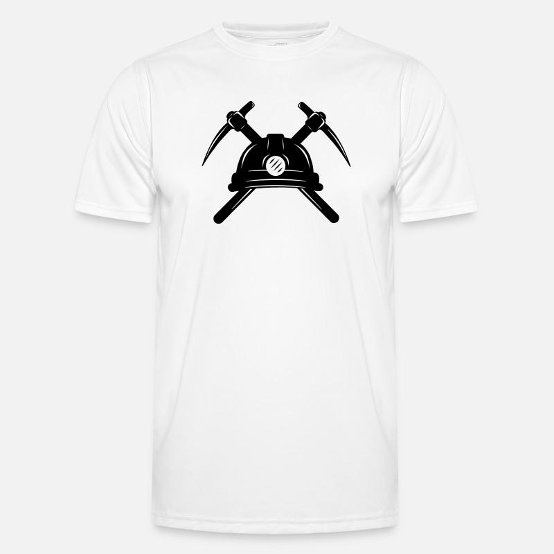 Zwei Spitzhacken mit Helm gekreuzt Männer Funktions-T-Shirt