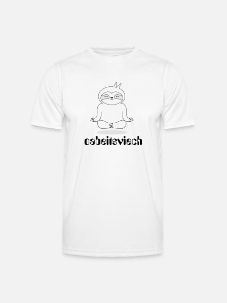 SLOTH - Oabeitsviech - Workhorse, Puns - Men's Functional T-Shirt - white