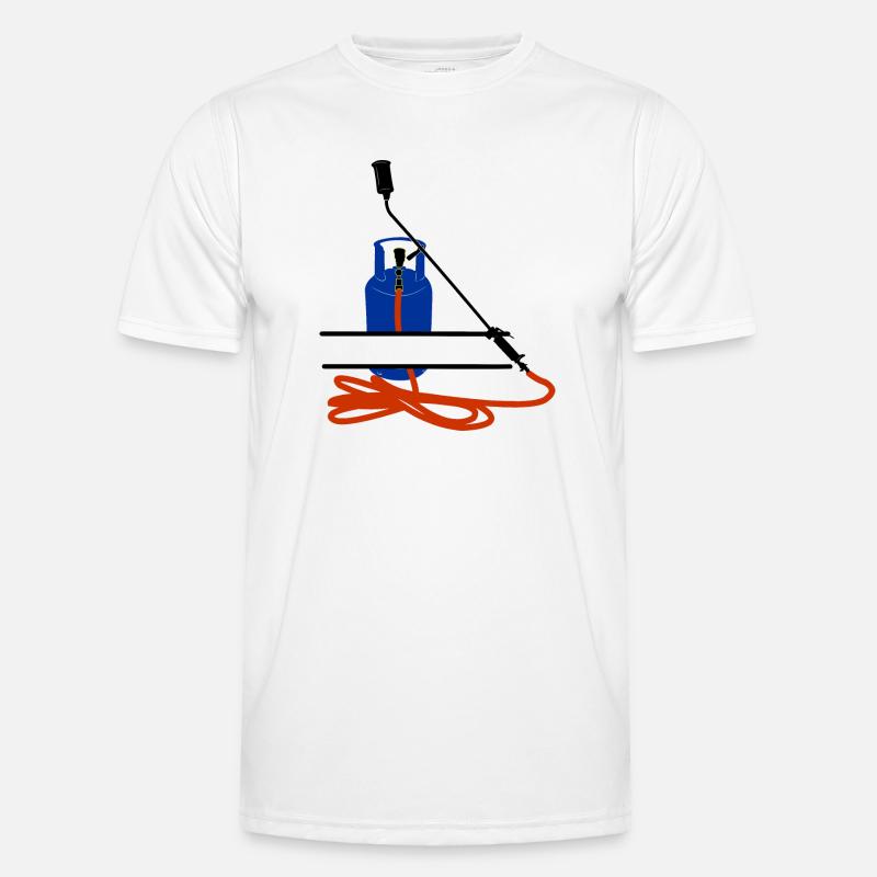 Dachdeckerfirma Monogram Logo Gasflasche - Männer Funktions-T-Shirt - Weiß