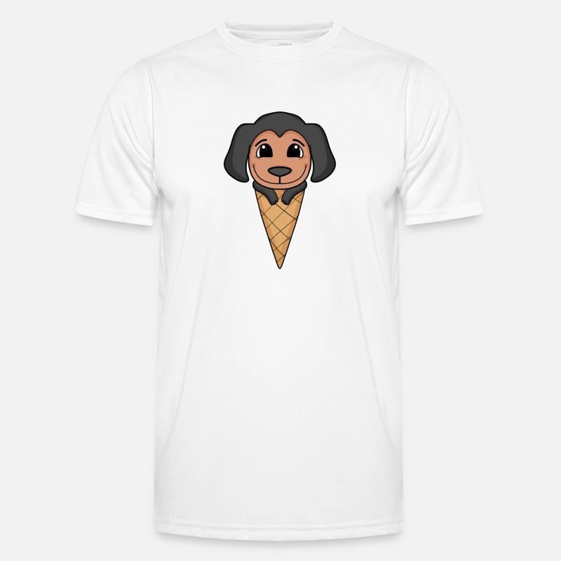 Dobermann Eis Motiv - Männer Funktions-T-Shirt - Weiß