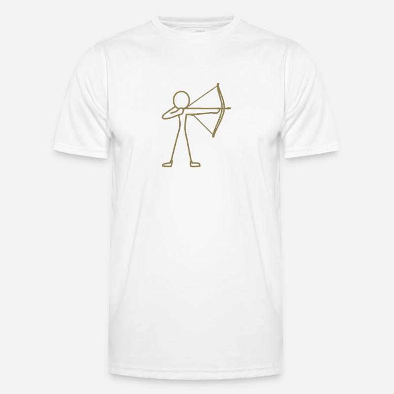 Strichmännchen Bogen Bogenschießen Bogenschütze - Männer Funktions-T-Shirt - Weiß