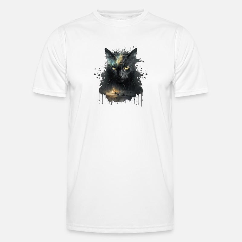 Chat noir dans la conception de l’espace T-shirt sport Homme