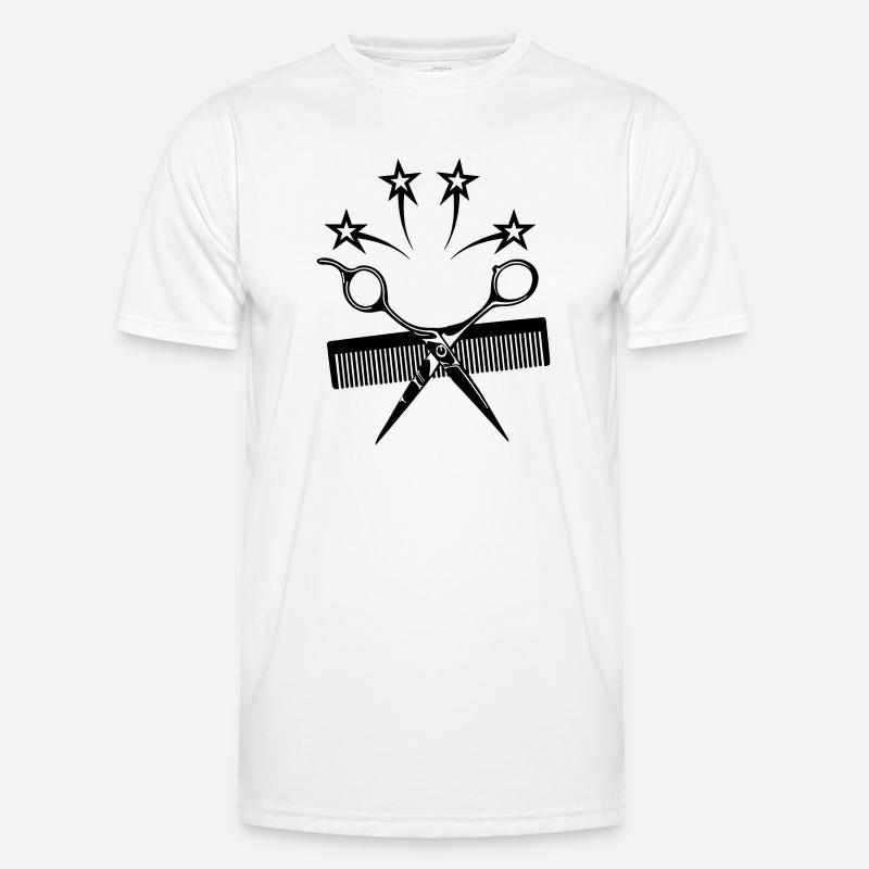 Star ciseaux peigne coiffeur T-shirt sport Homme