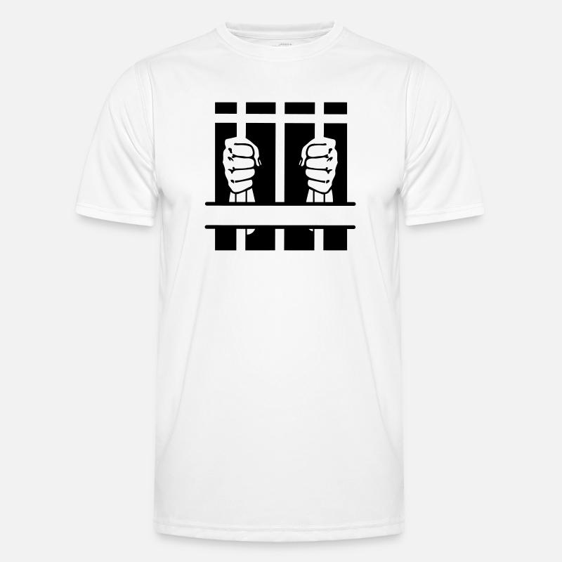 Zwei Fäuste hinter Gittern und Leerzeichen Männer Funktions-T-Shirt
