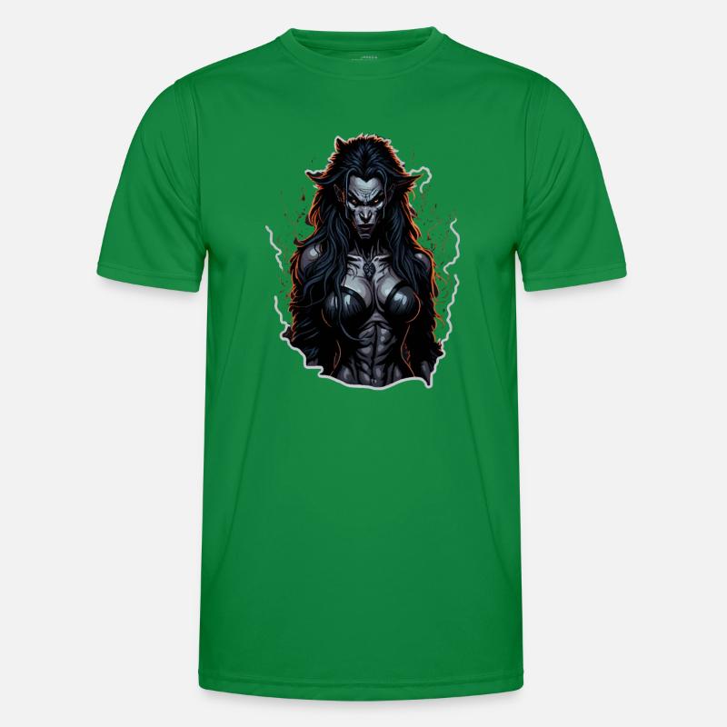 Werwolf Weibchen Dunkle Feuer-Aura Männer Funktions-T-Shirt