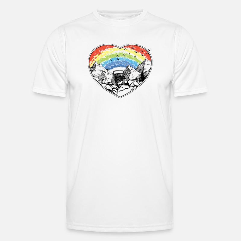 Regenbogenbogen über Bergen Männer Funktions-T-Shirt