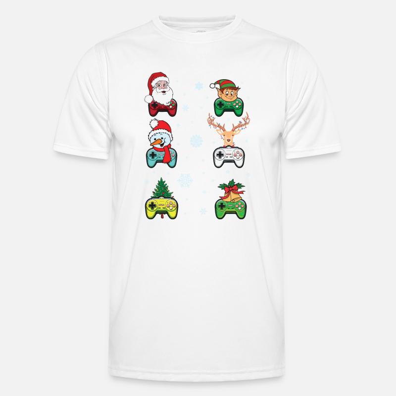 Festive Gaming Characters with Christmas Elements - Men's Functional T-Shirt - white