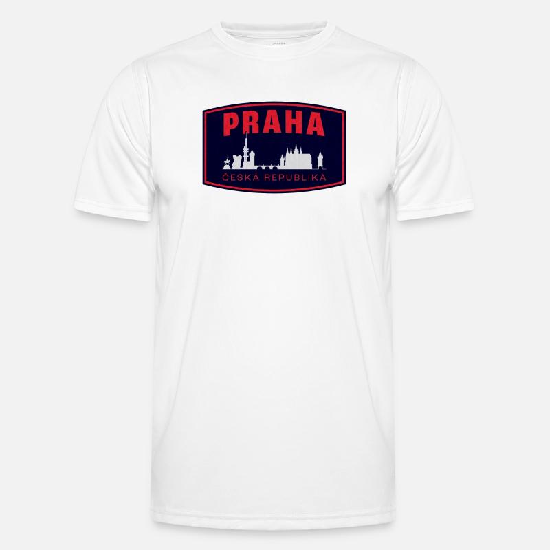 Praha Skyline Silhouette - Men's Functional T-Shirt - white