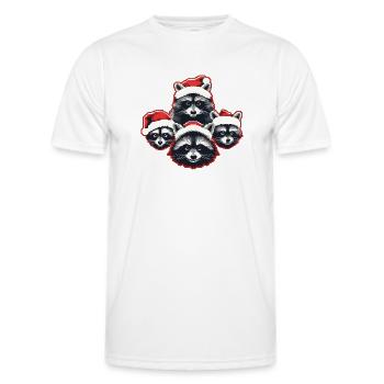 Raccoon Santa Hat Quartet Christmas - Men's Functional T-Shirt - white - Front - AI Model Male 178 dark (178cm)