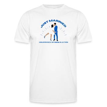 just married | Wedding - Men's Functional T-Shirt - white - Front - AI Model Male 178 dark (178cm)