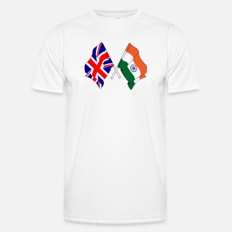 Drapeau de l’Angleterre et drapeau de l’Inde T-shirt sport Homme