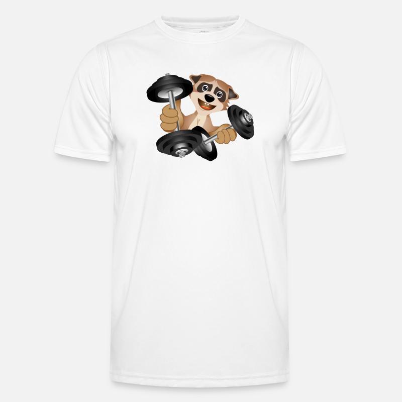Bodybuilder Erdmännchen mit Hanteln beim Training - Männer Funktions-T-Shirt - Weiß
