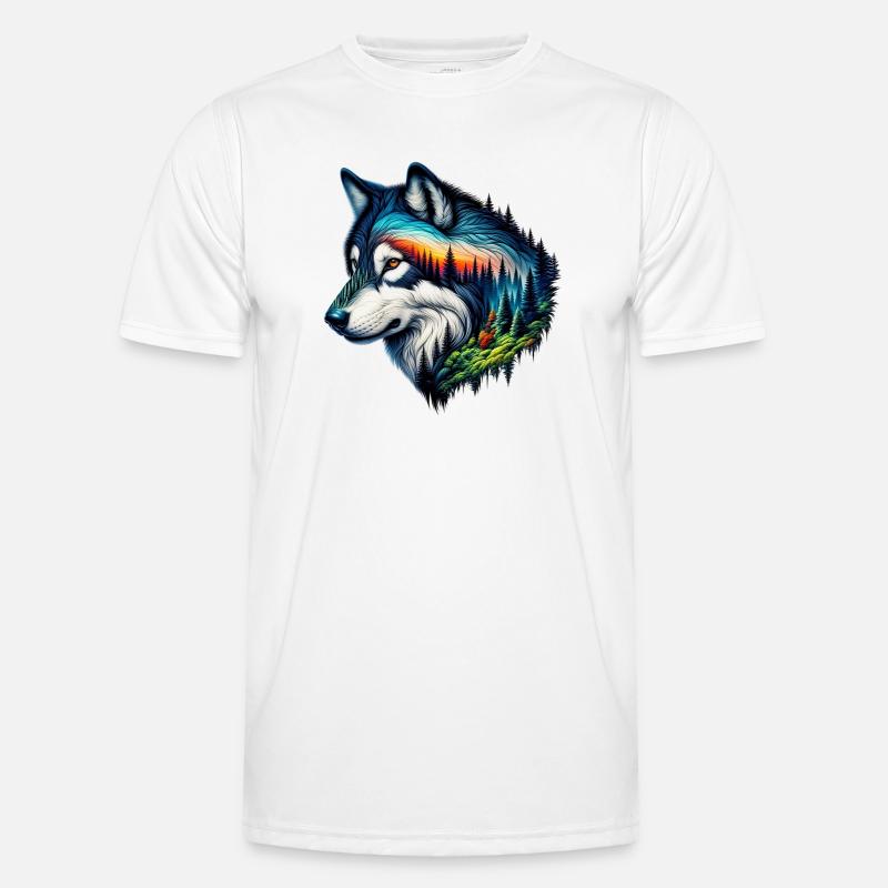 Wolf - Männer Funktions-T-Shirt - Weiß
