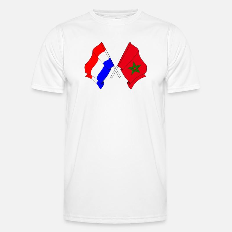 Drapeau des Pays-Bas et drapeau du Maroc T-shirt sport Homme