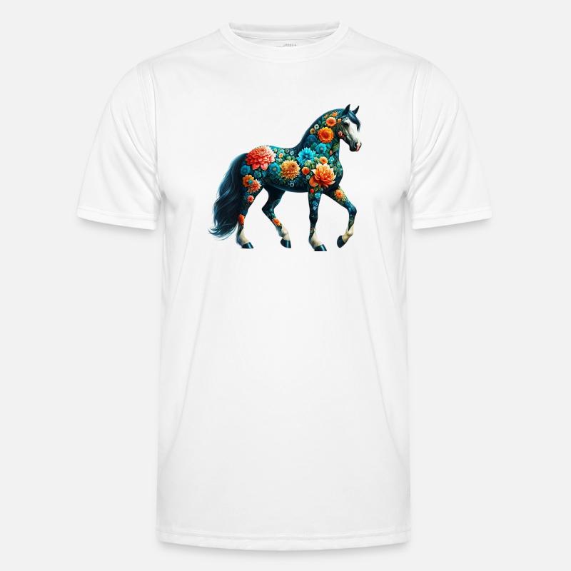 Cheval décoré de fleurs T-shirt sport Homme