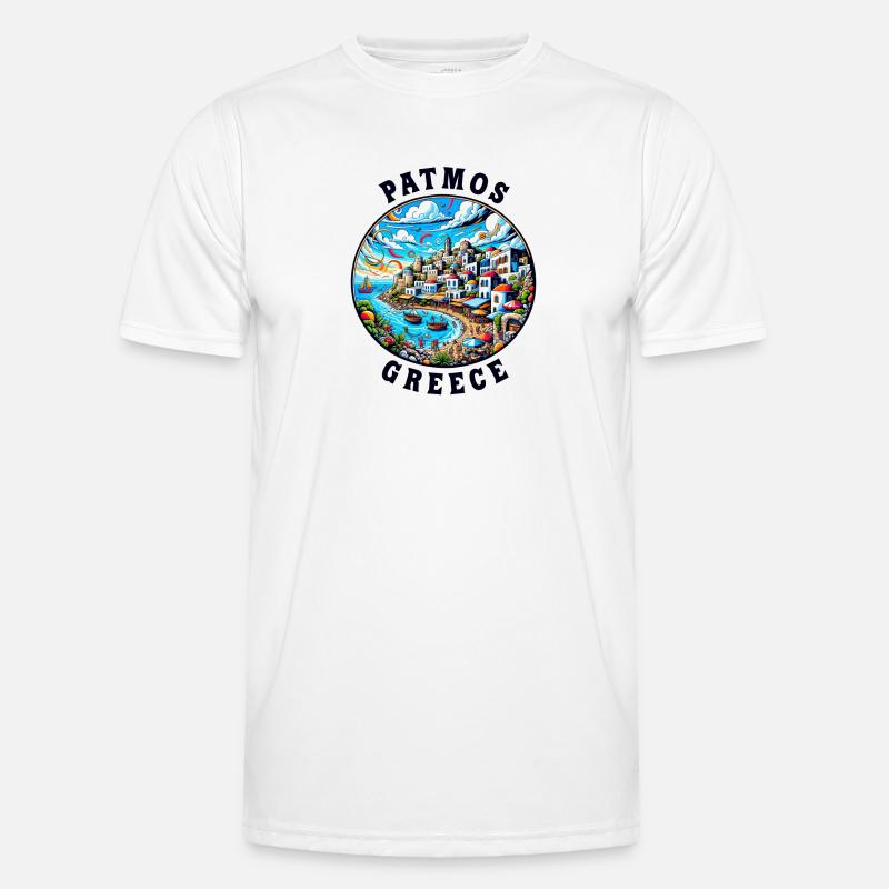Vacances à Patmos, Grèce, baie de la mer Égée T-shirt sport Homme