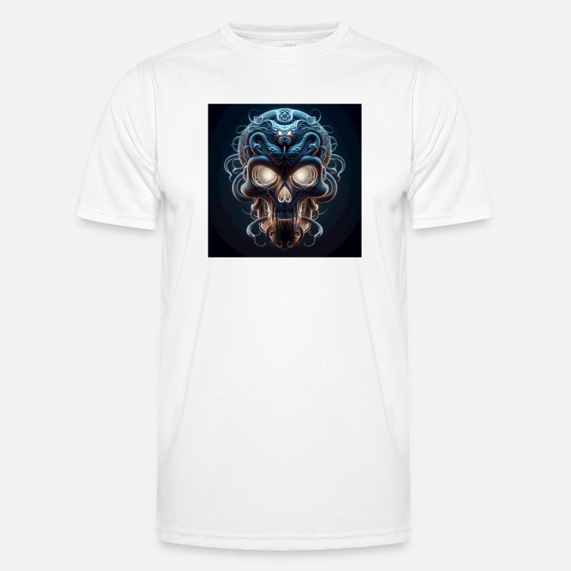 Schädel verschmolzen mit Snake 3D - Männer Funktions-T-Shirt - Weiß