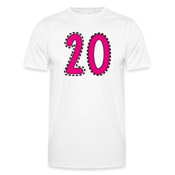 20. 20 YEARS. 20th ANNIVERSARY. 20 YEARS ANNIVERSARY. - Men's Functional T-Shirt - white - Front - AI Model Male 178 dark (178cm)