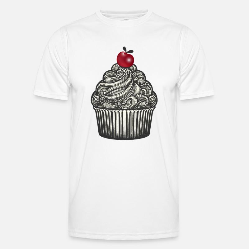 Topping mit Kirsche im Cupcake Förmchen - Männer Funktions-T-Shirt - Weiß